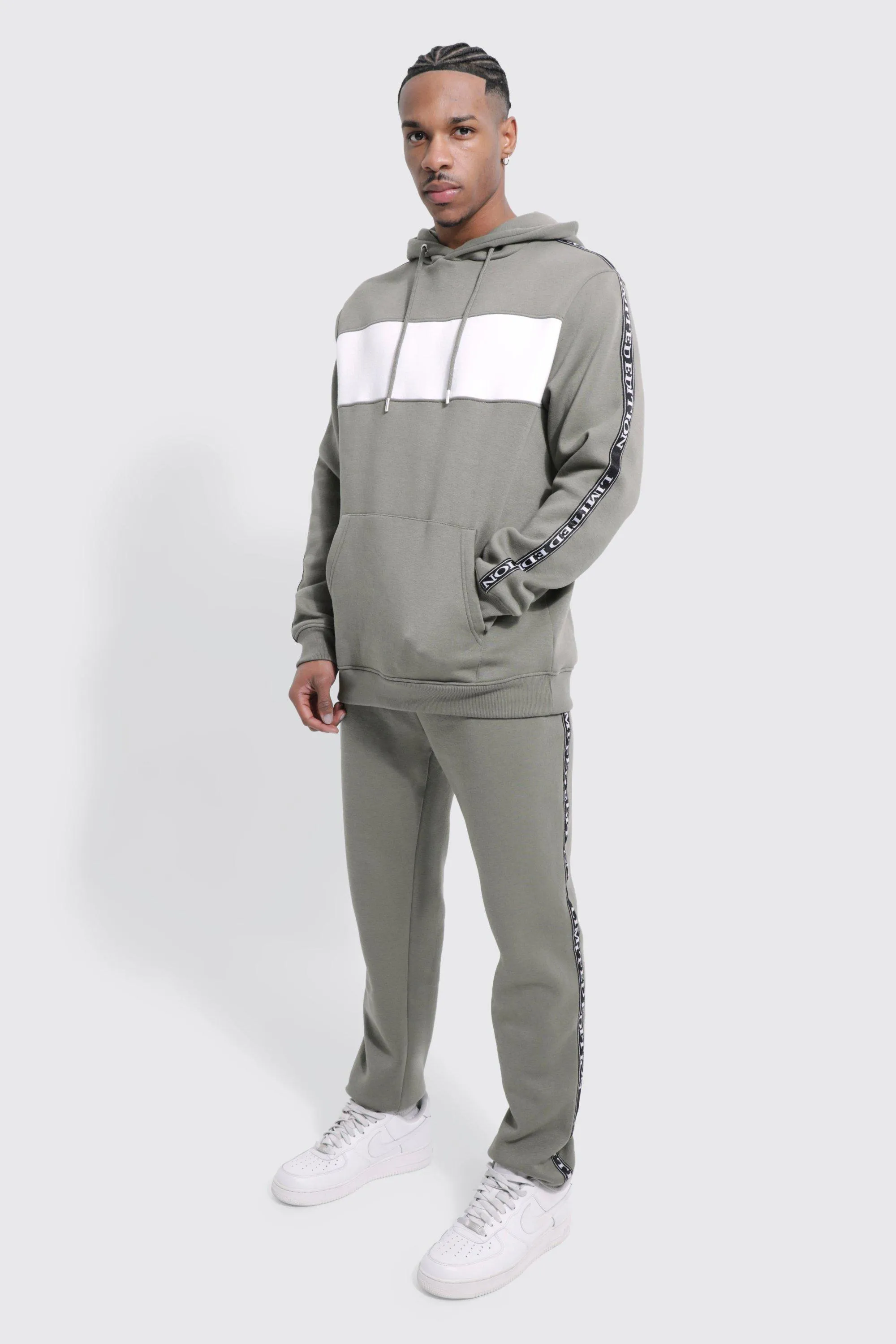 Limited Colour Block Tape Hooded Tracksuit | boohooMAN UK