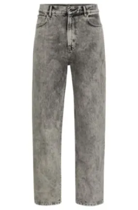 Loose-fit jeans in bleach-wash black rigid denim