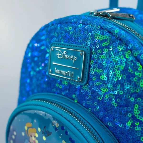 Loungefly x Disney Cinderella Carriage Snow Globe Sequin Mini Backpack