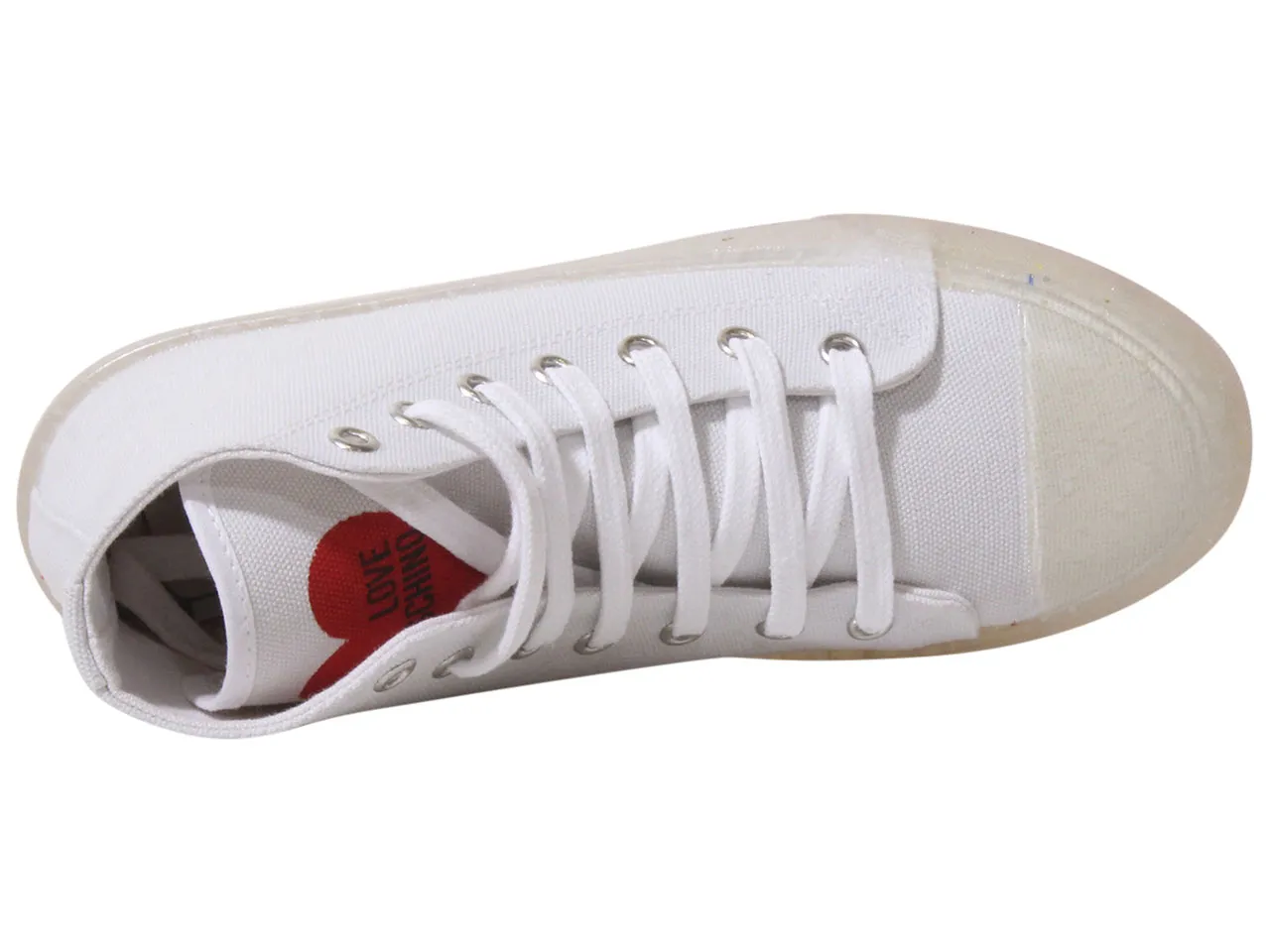 Love Moschino Women's Sneakers Canvas Mid Top White Sz: 6 (JA15353G0CJJ0100)