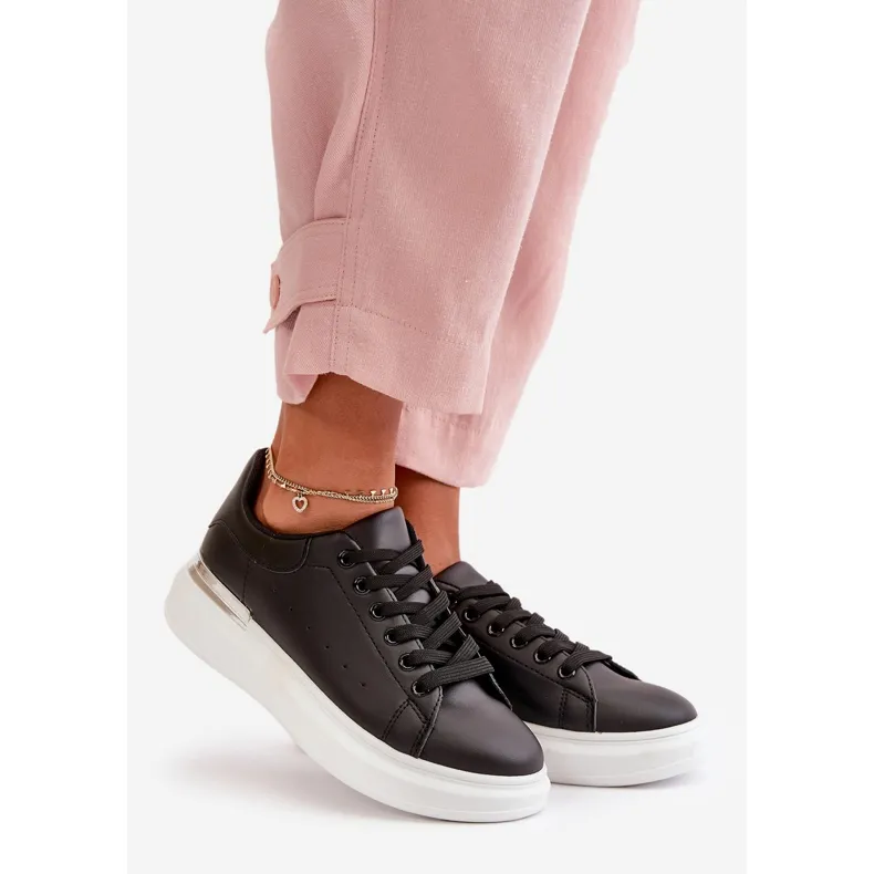 Low Women's Sneakers On Platform Made Of Eco Leather Black Nevelena