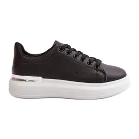 Low Women's Sneakers On Platform Made Of Eco Leather Black Nevelena