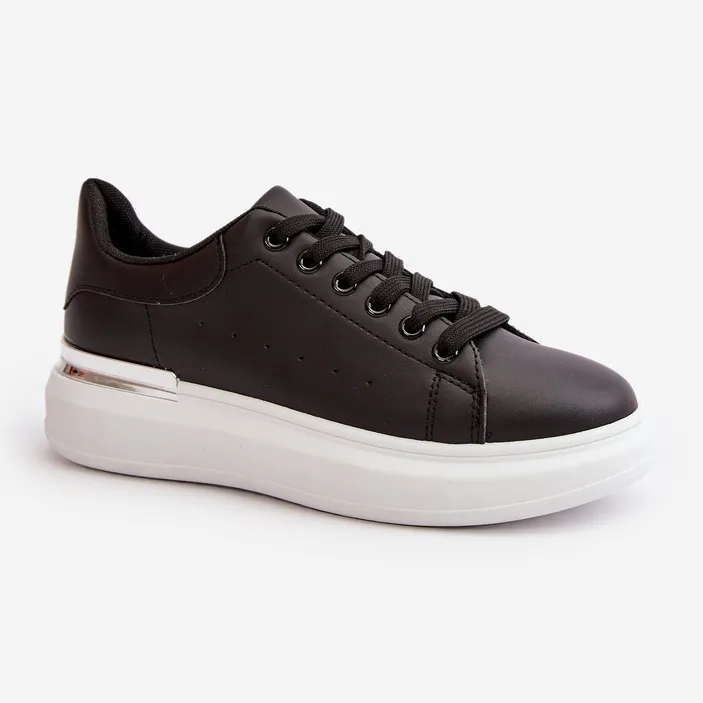 Low Women's Sneakers On Platform Made Of Eco Leather Black Nevelena