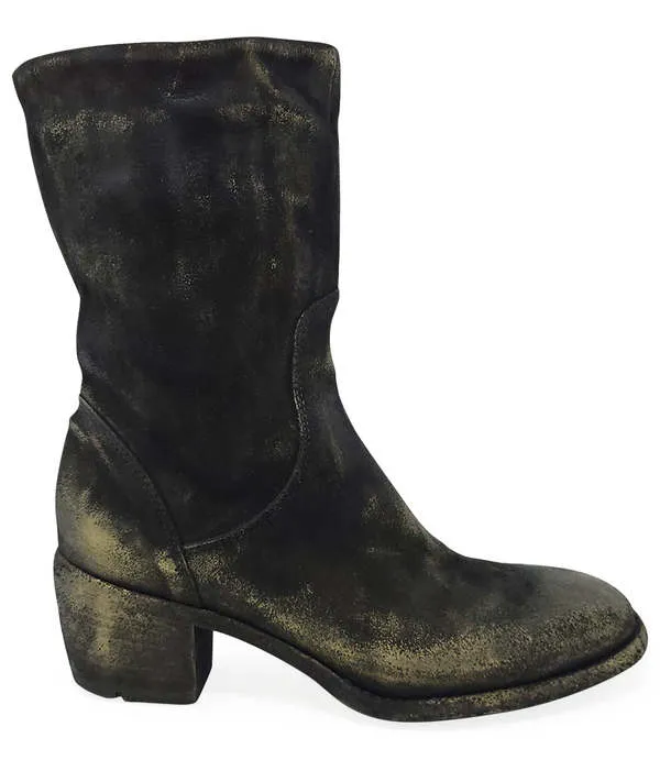 MADISON MAISON GOLD SUEDE METALLIC MID CALF BOOT