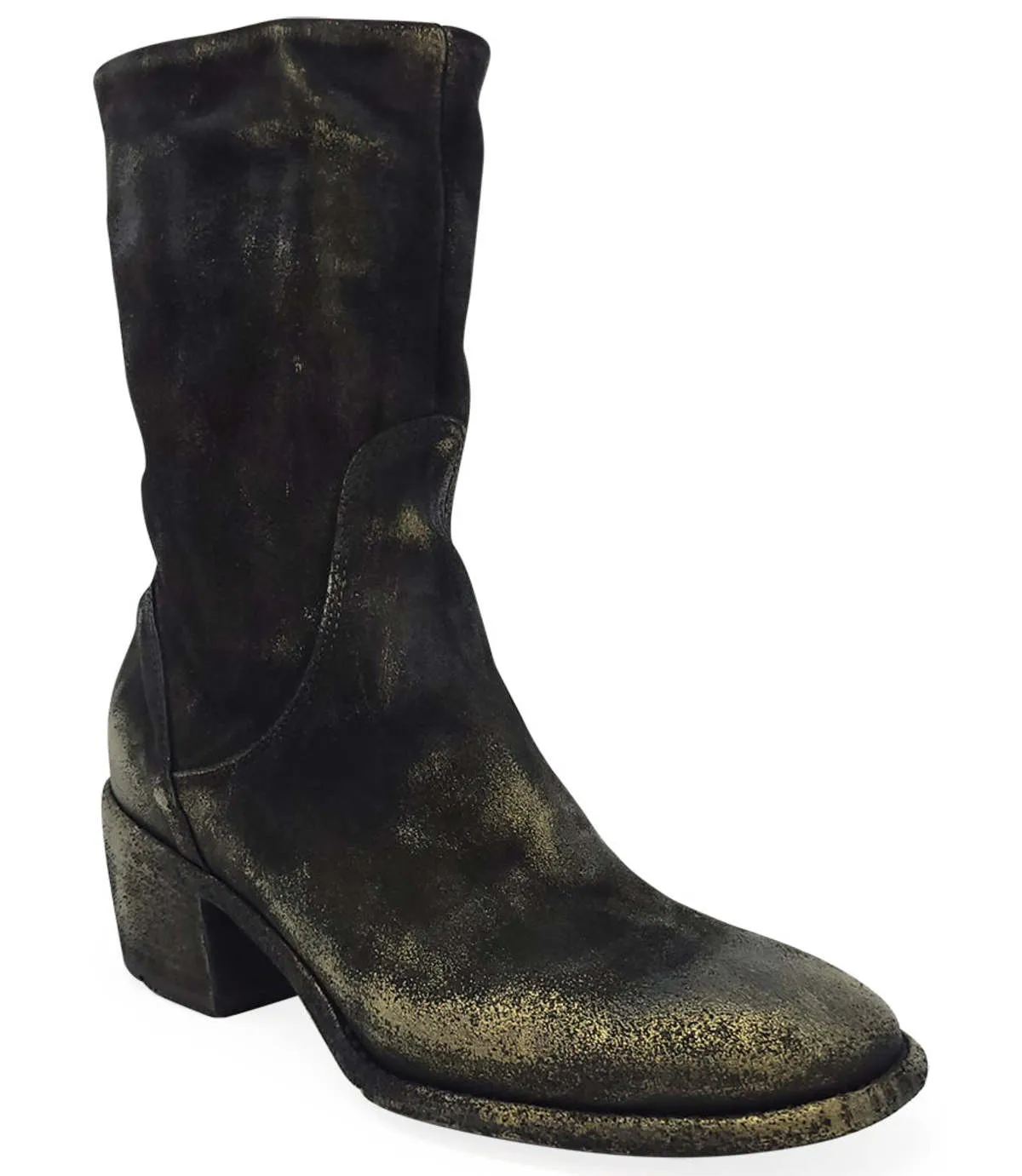 MADISON MAISON GOLD SUEDE METALLIC MID CALF BOOT