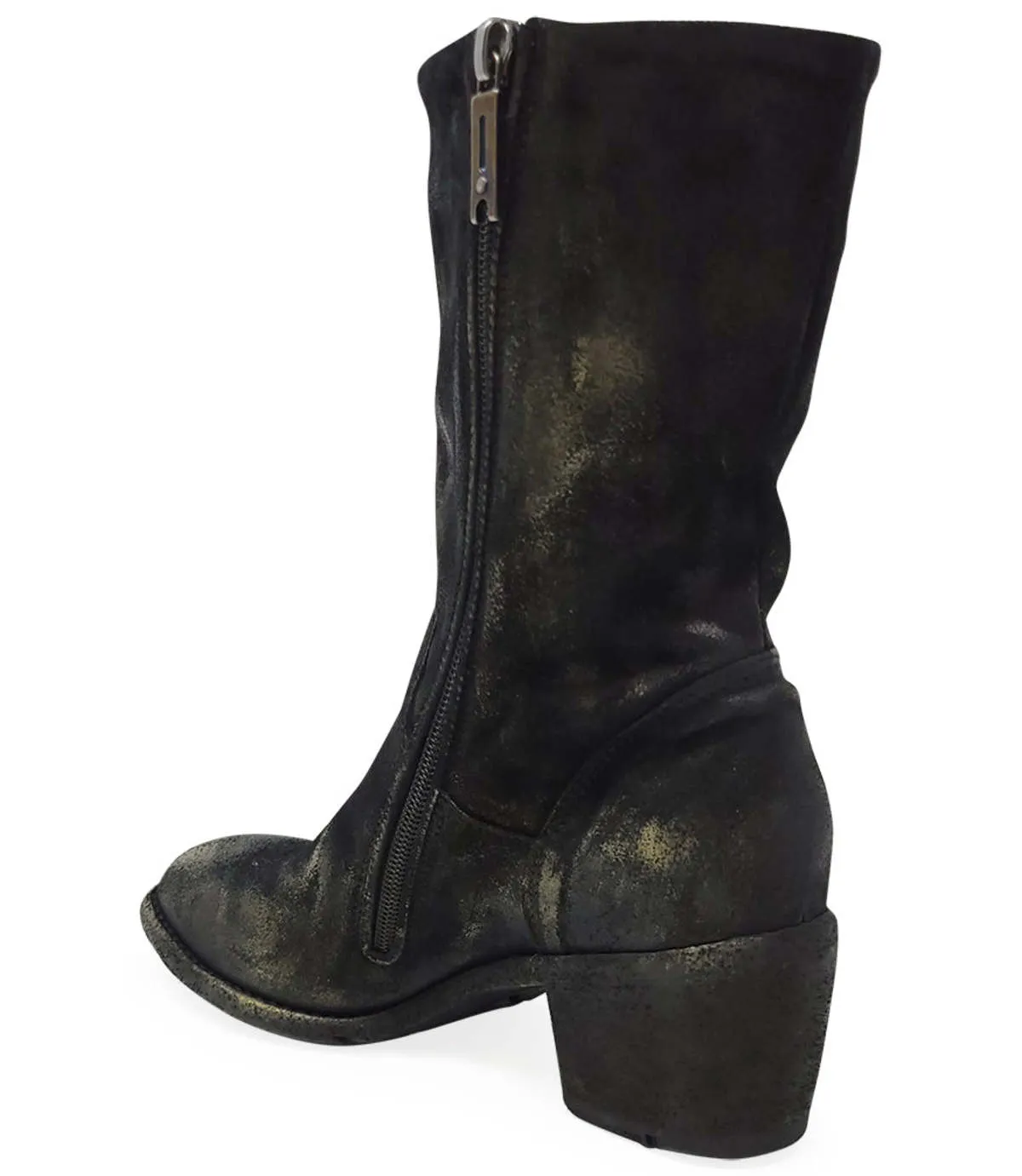 MADISON MAISON GOLD SUEDE METALLIC MID CALF BOOT