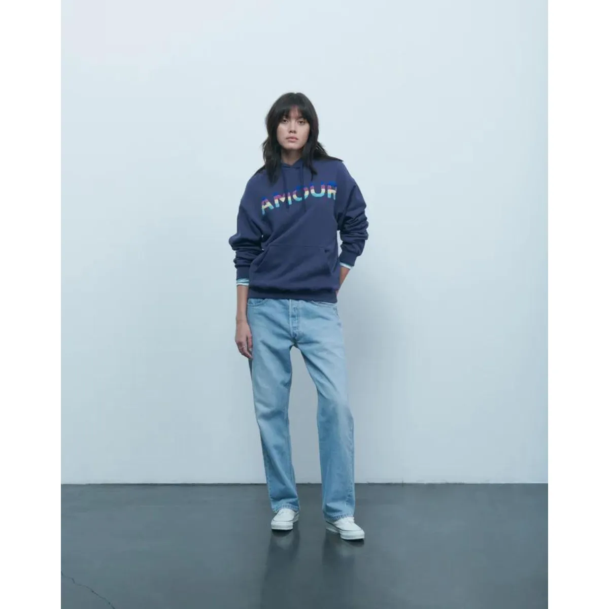 Maison Labiche   Reaumur Amour /Gots Hoodie Carbon Blue