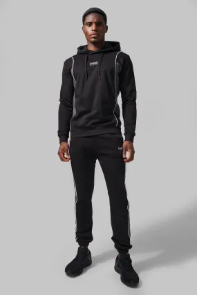 Man Active Colour Block Hooded Tracksuit | boohooMAN UK