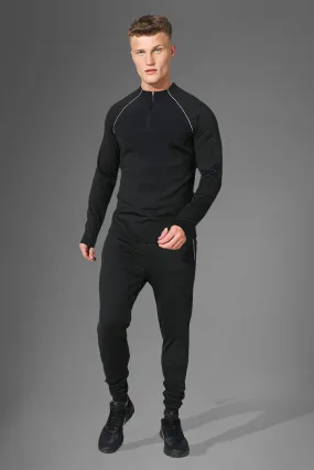 Man Active Gym Performance ¼ Zip Tracksuit | boohooMAN UK