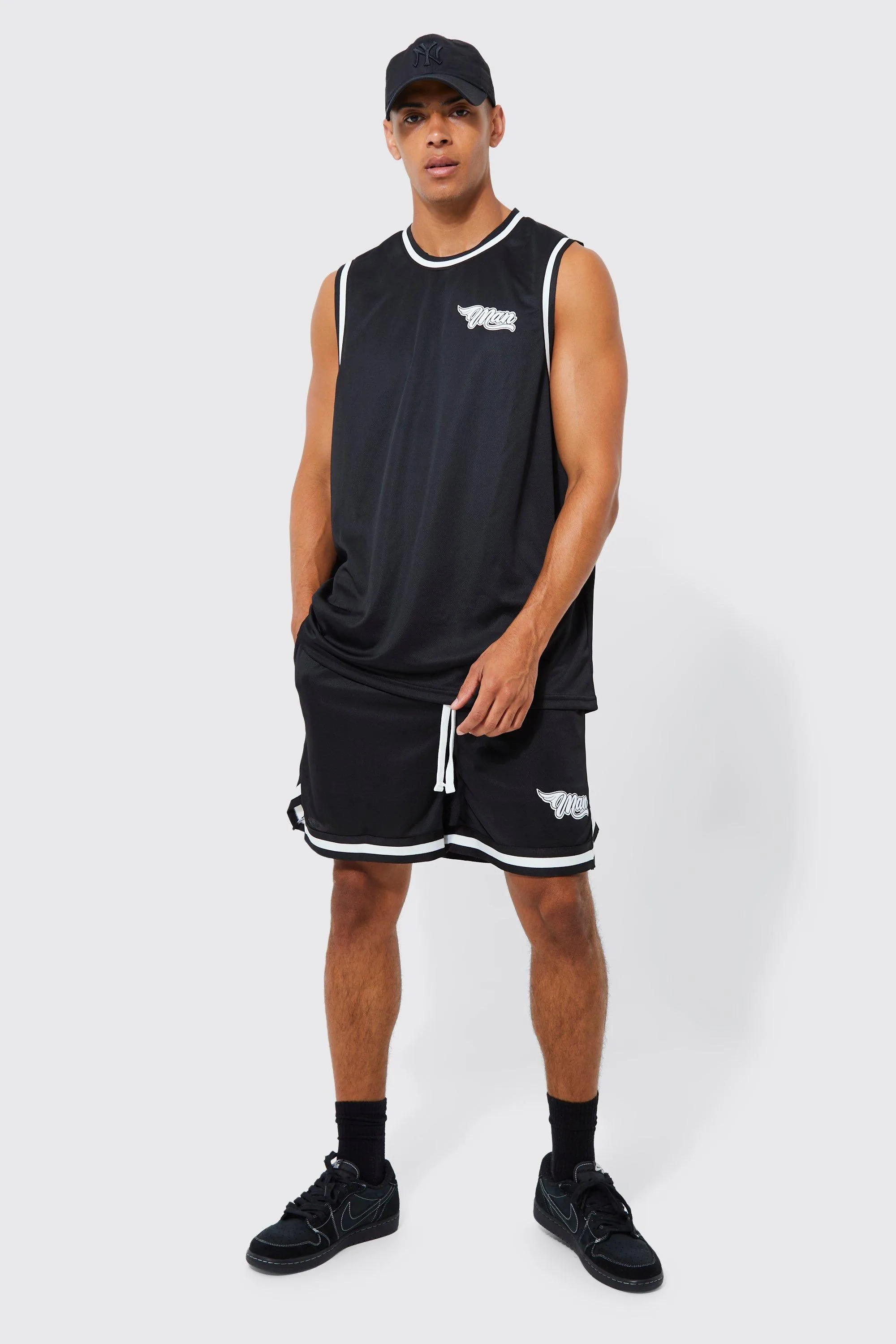 Man Mesh Ringer Vest & Short Set | boohooMAN UK