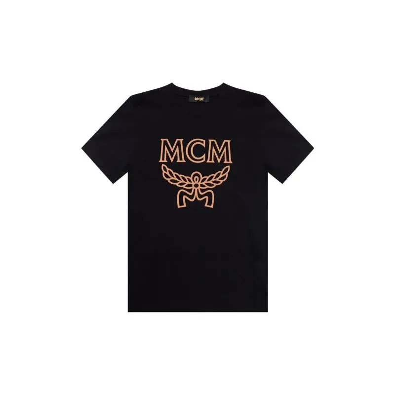     MCM   Round Neck Pullover Printed Letter Short Sleeve T-Shirt