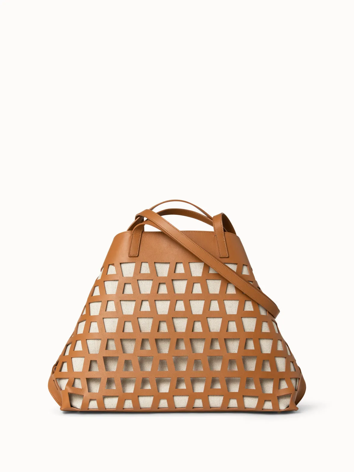 Medium Ai Shoulder Bag in Leather with Lasercut Trapezoids