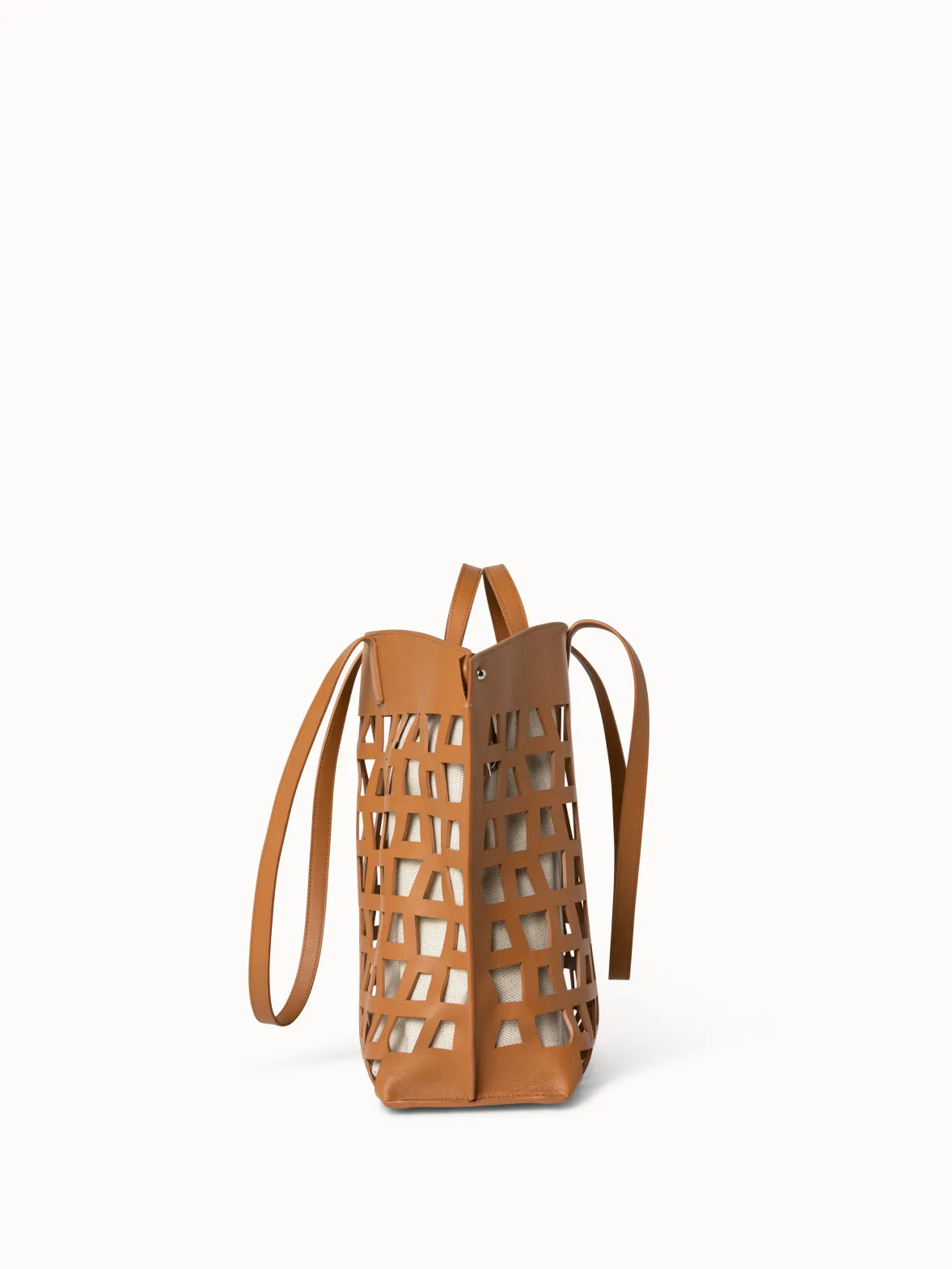 Medium Ai Shoulder Bag in Leather with Lasercut Trapezoids