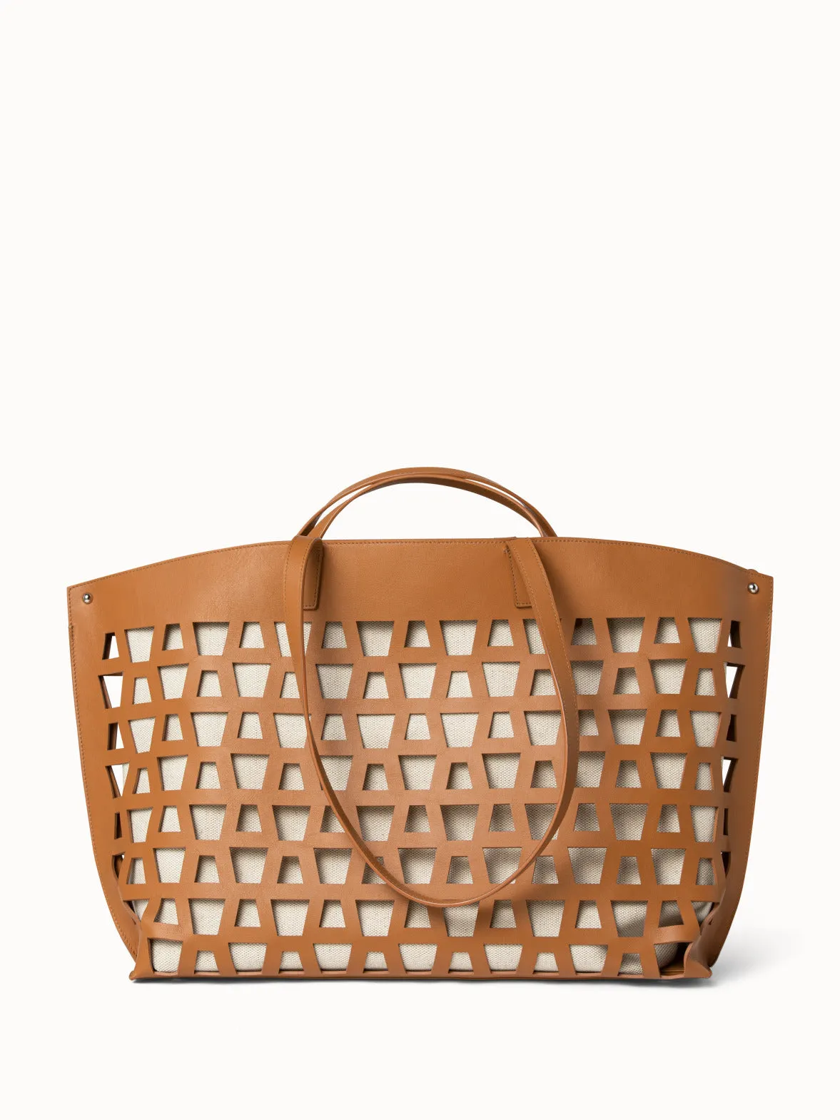 Medium Ai Shoulder Bag in Leather with Lasercut Trapezoids