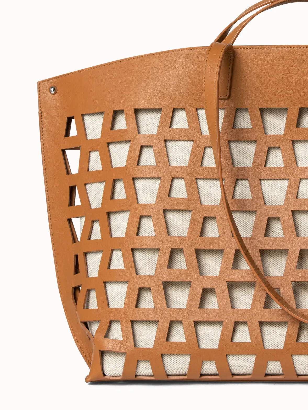 Medium Ai Shoulder Bag in Leather with Lasercut Trapezoids