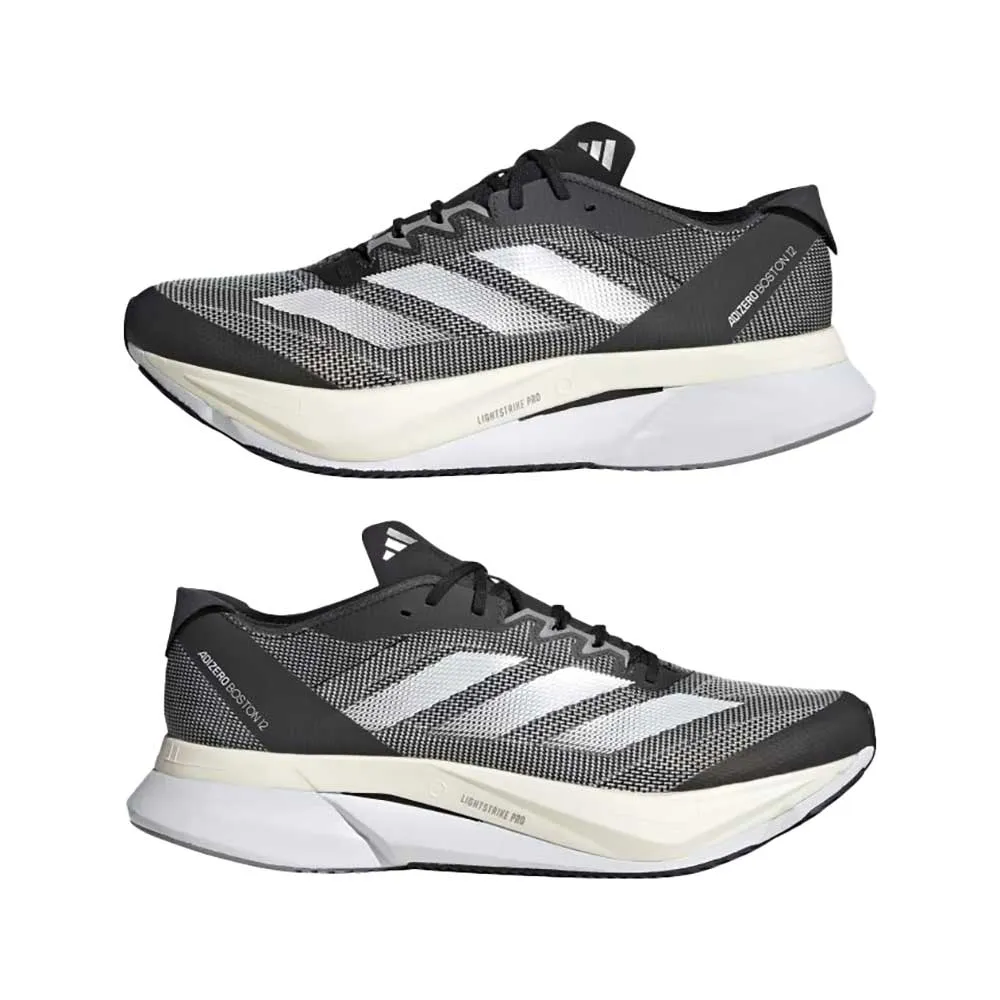 Men's Adizero Boston 12 Running Shoe - Core Black/FTWR White/Carbon - Regular (D)