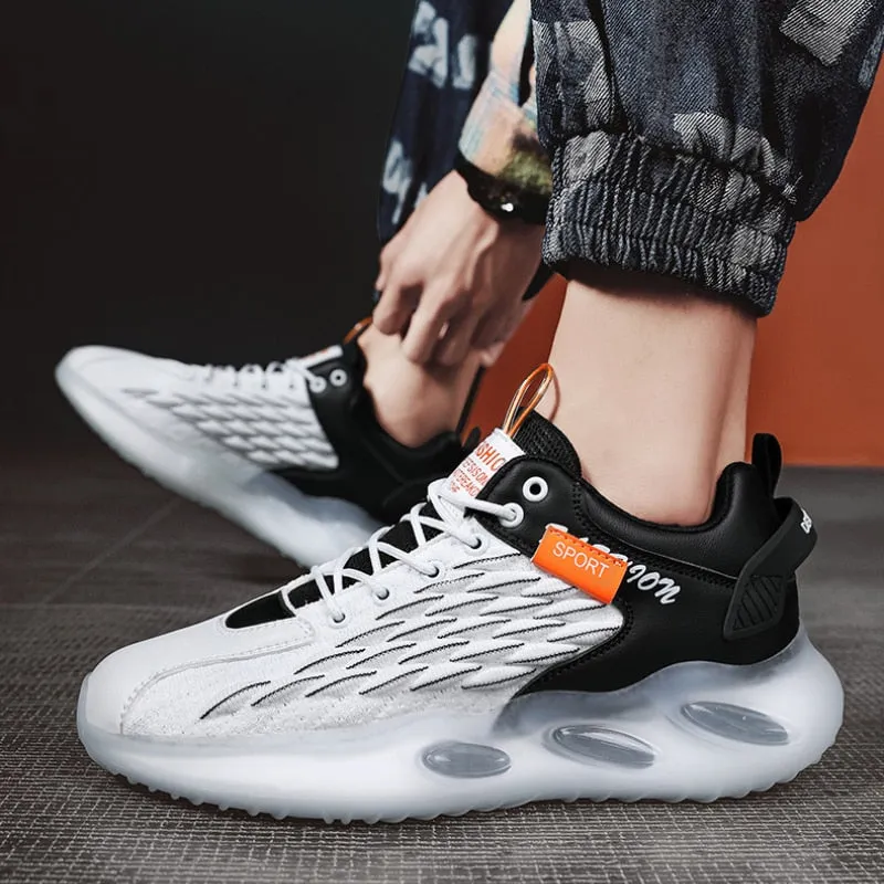 Men's Casual Nylon Patchwork Pattern Thick-Soled Sports Sneakers