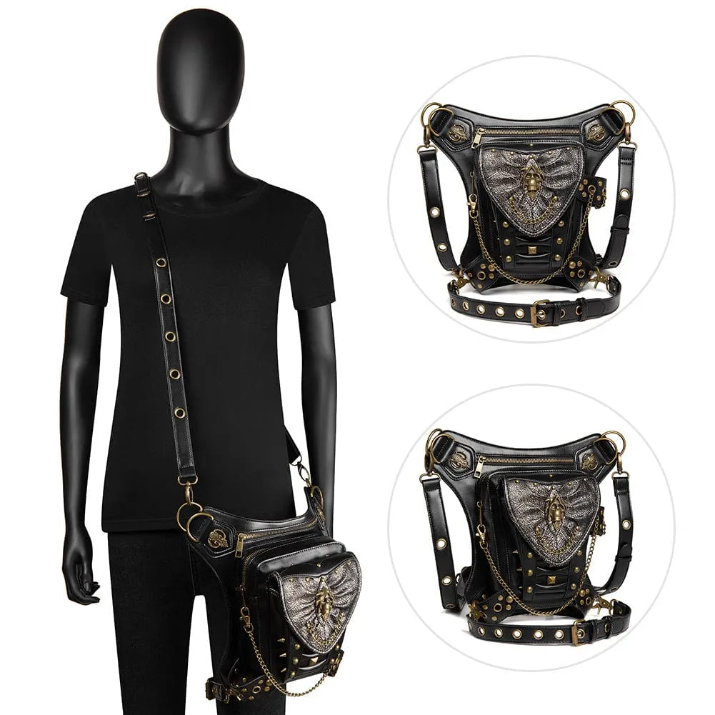 Men's Steampunk Skull Chain Multifunctional Faux Leather Bag