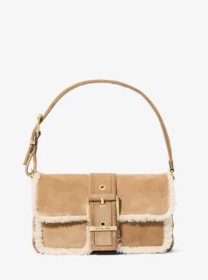 MK Colby Medium Suede Shoulder Bag - Natural - Michael Kors