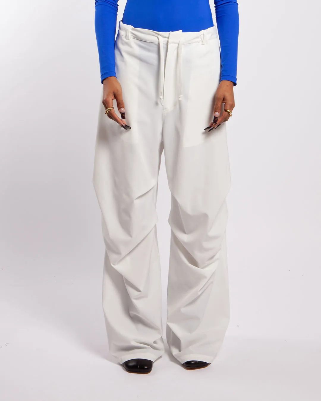 MM6 Maison Margiela Wide-Leg Twill Trousers Off-White