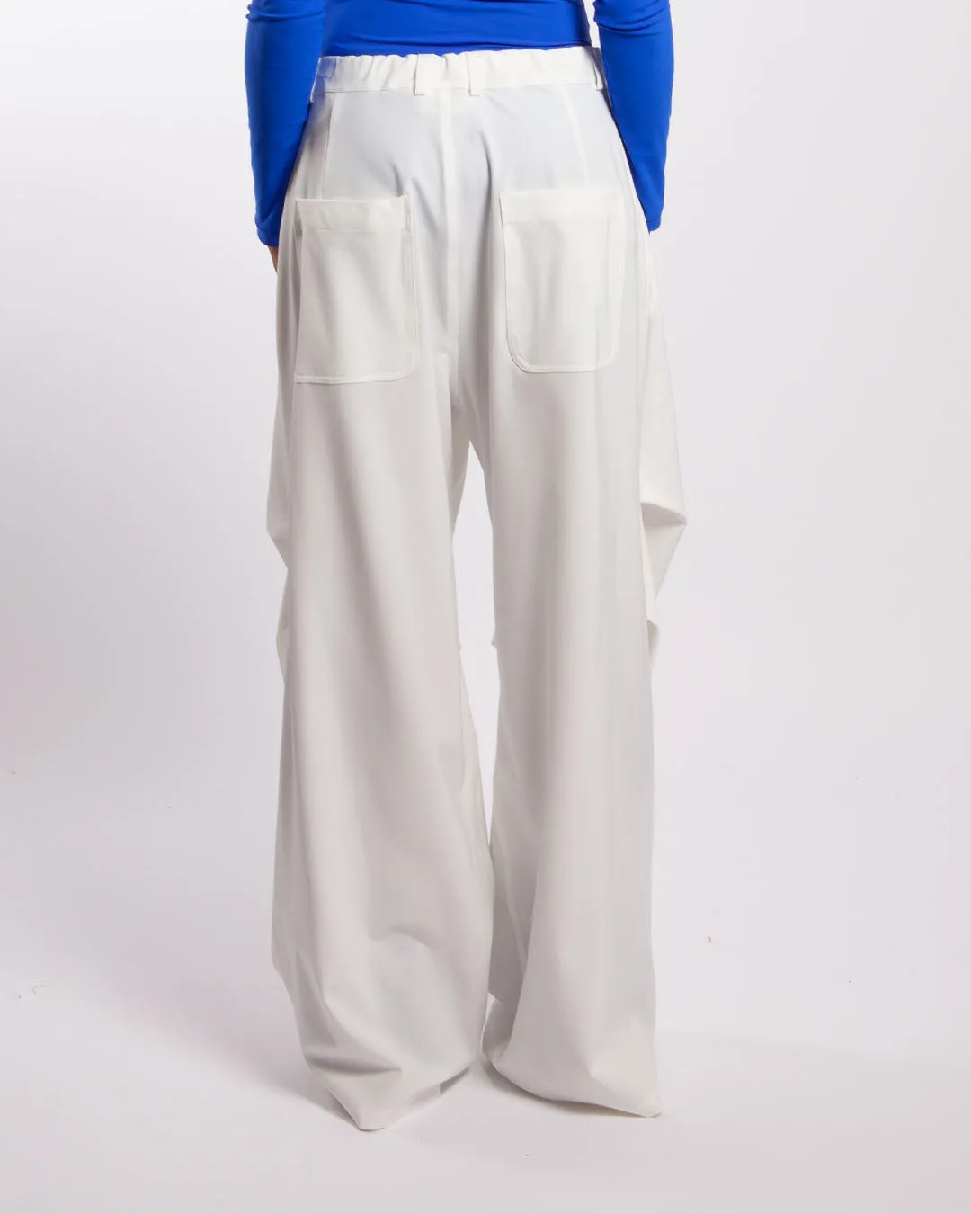 MM6 Maison Margiela Wide-Leg Twill Trousers Off-White