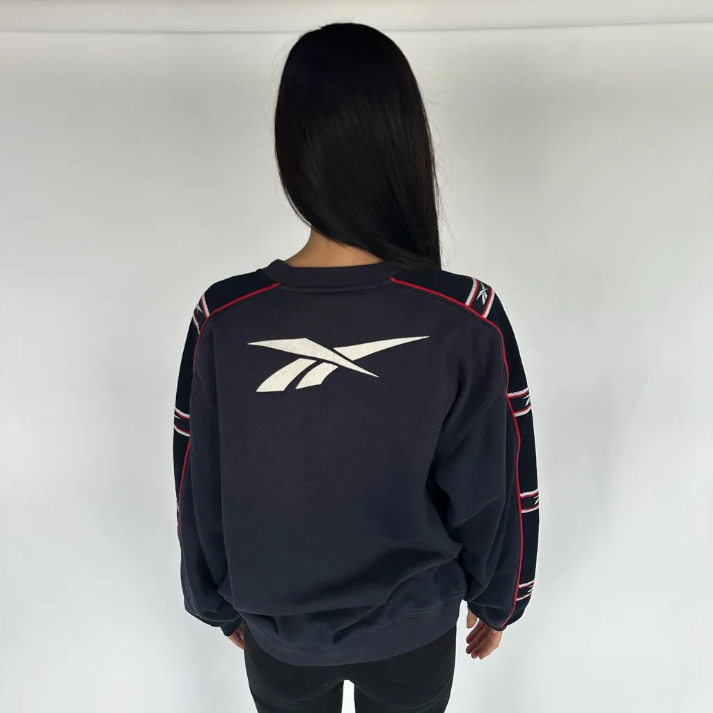 Navy Blue 90s Reebok Liverpool Spellout Sweatshirt (M)