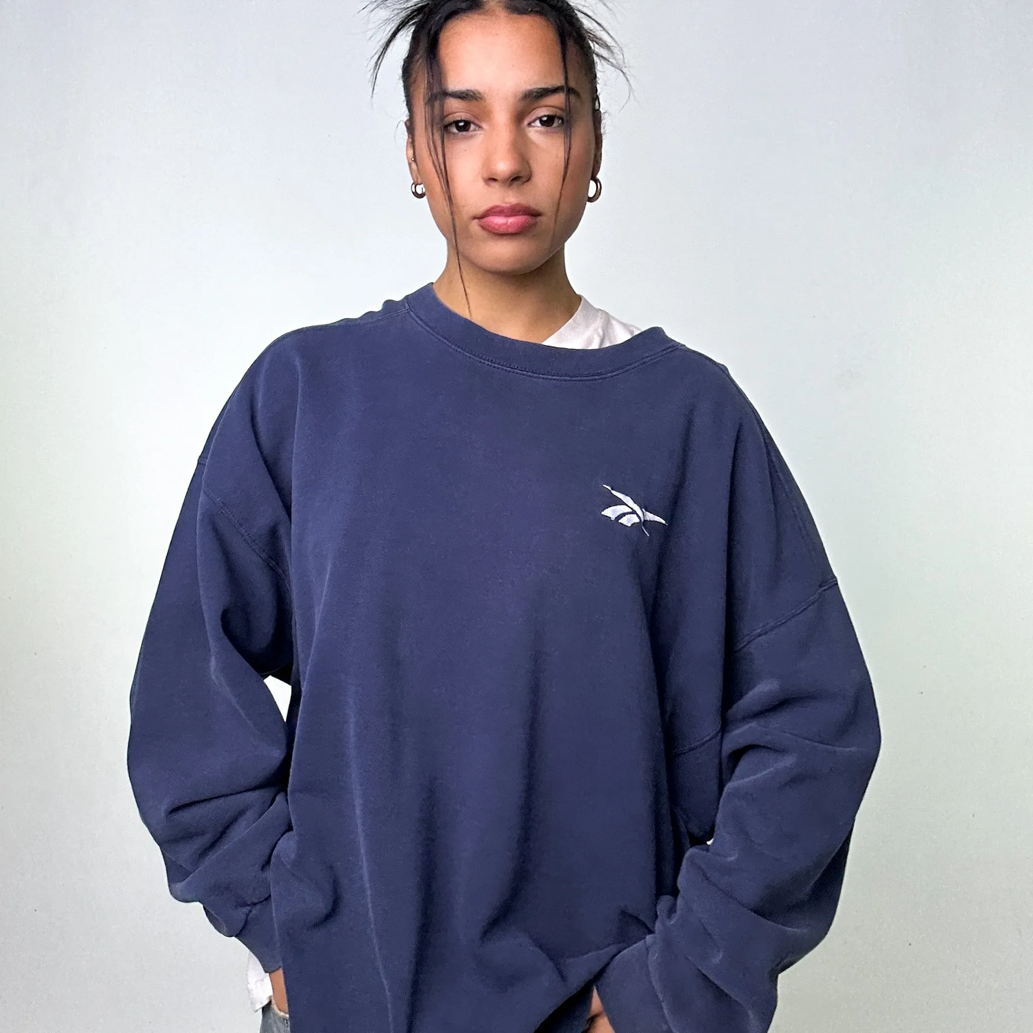 Navy Blue 90s Reebok Sweatshirt (XL)