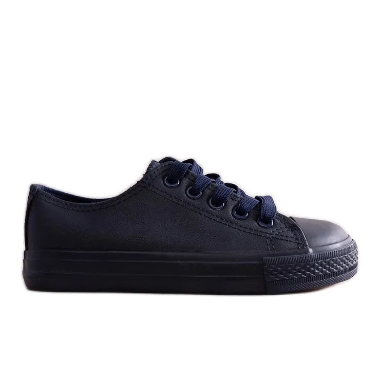 Navy blue children's sneakers made of eco-leather Azizana