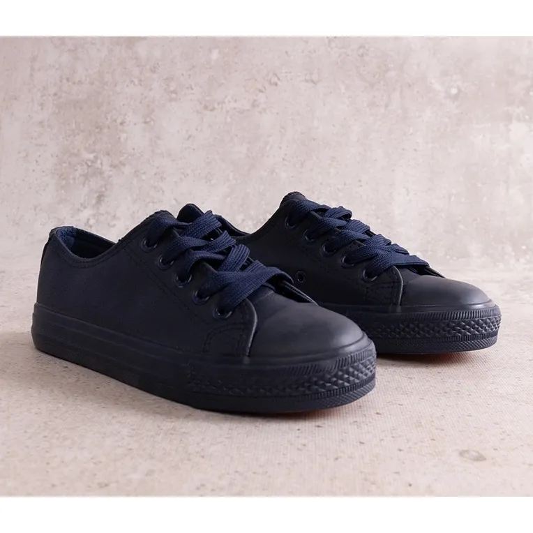 Navy blue children's sneakers made of eco-leather Azizana