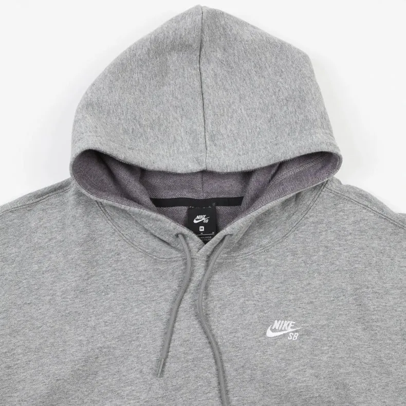 Nike SB Pullover Hooded Sweatshirt (Dark Grey Heather/White)