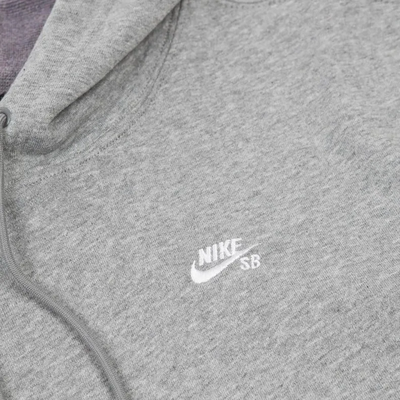 Nike SB Pullover Hooded Sweatshirt (Dark Grey Heather/White)