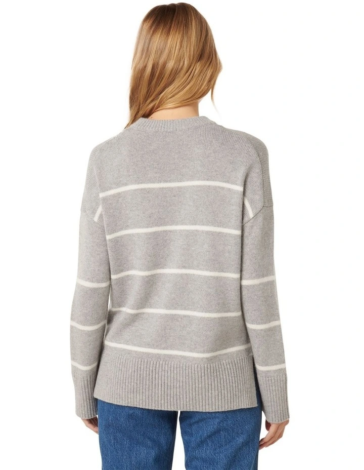 Nina Stripe Knit Jumper in Grey