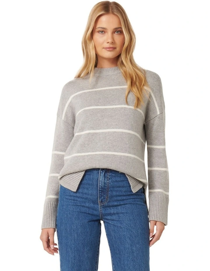 Nina Stripe Knit Jumper in Grey