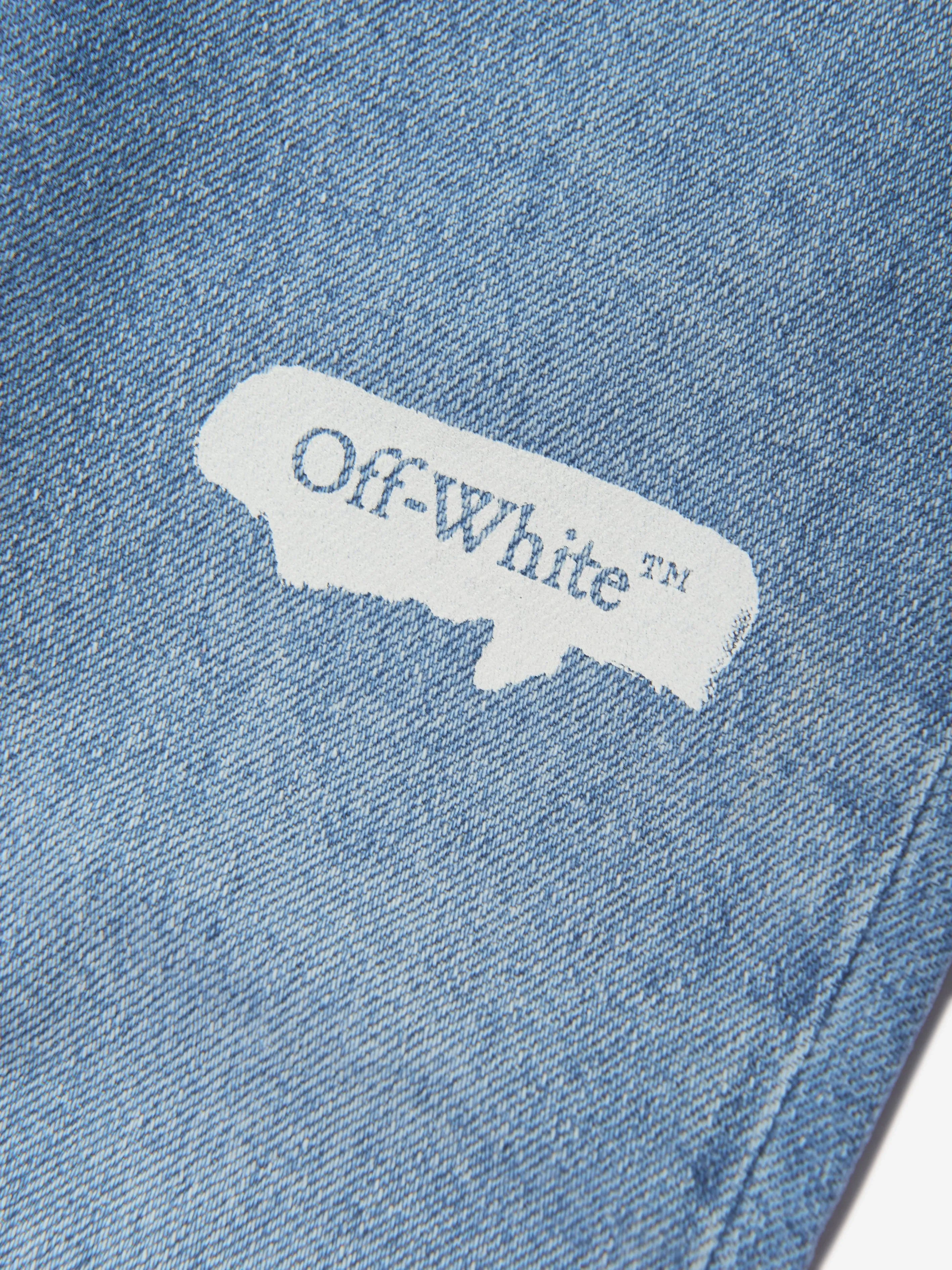 Off-White Boys Paint Graphic Regular Fit Jeans in Blue