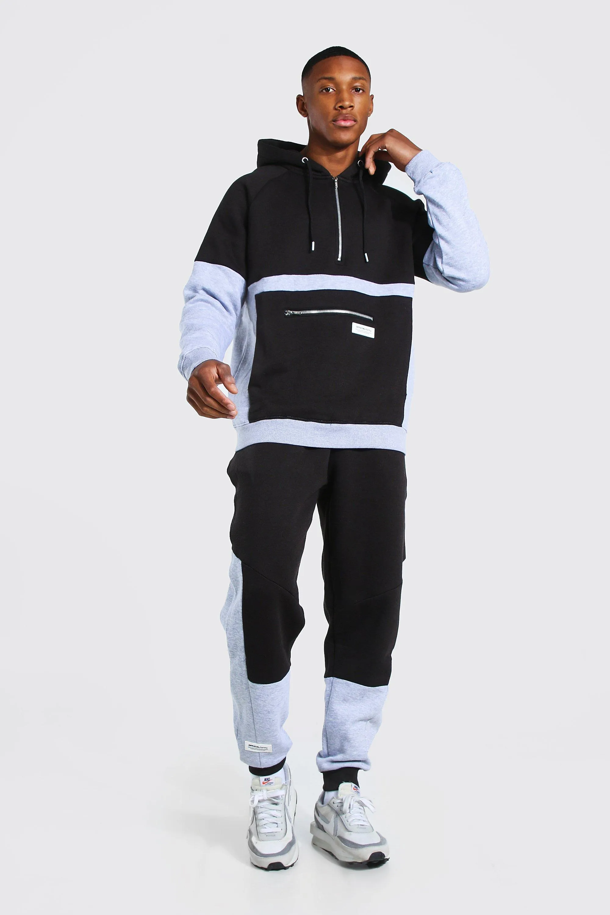 Official Man Colour Block Hooded Tracksuit | boohooMAN UK