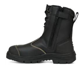 OLIVER AT55 Series Black 200mm Zip Side Lace Up Boot, Water Resistant Full Grain Leather, COOLstep Lining