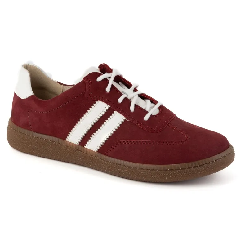 Olivier Women's leather sneakers Style 1259 burgundy red