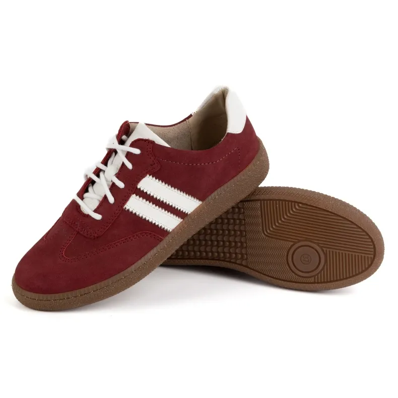 Olivier Women's leather sneakers Style 1259 burgundy red