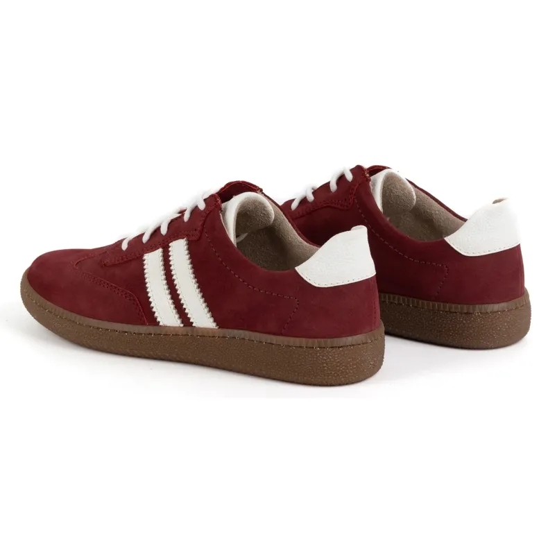 Olivier Women's leather sneakers Style 1259 burgundy red