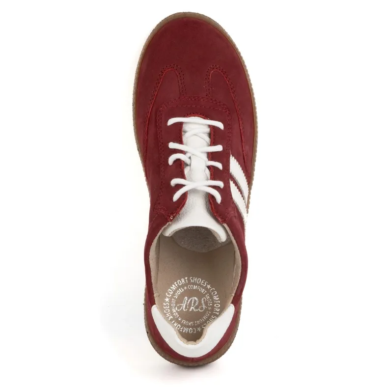 Olivier Women's leather sneakers Style 1259 burgundy red