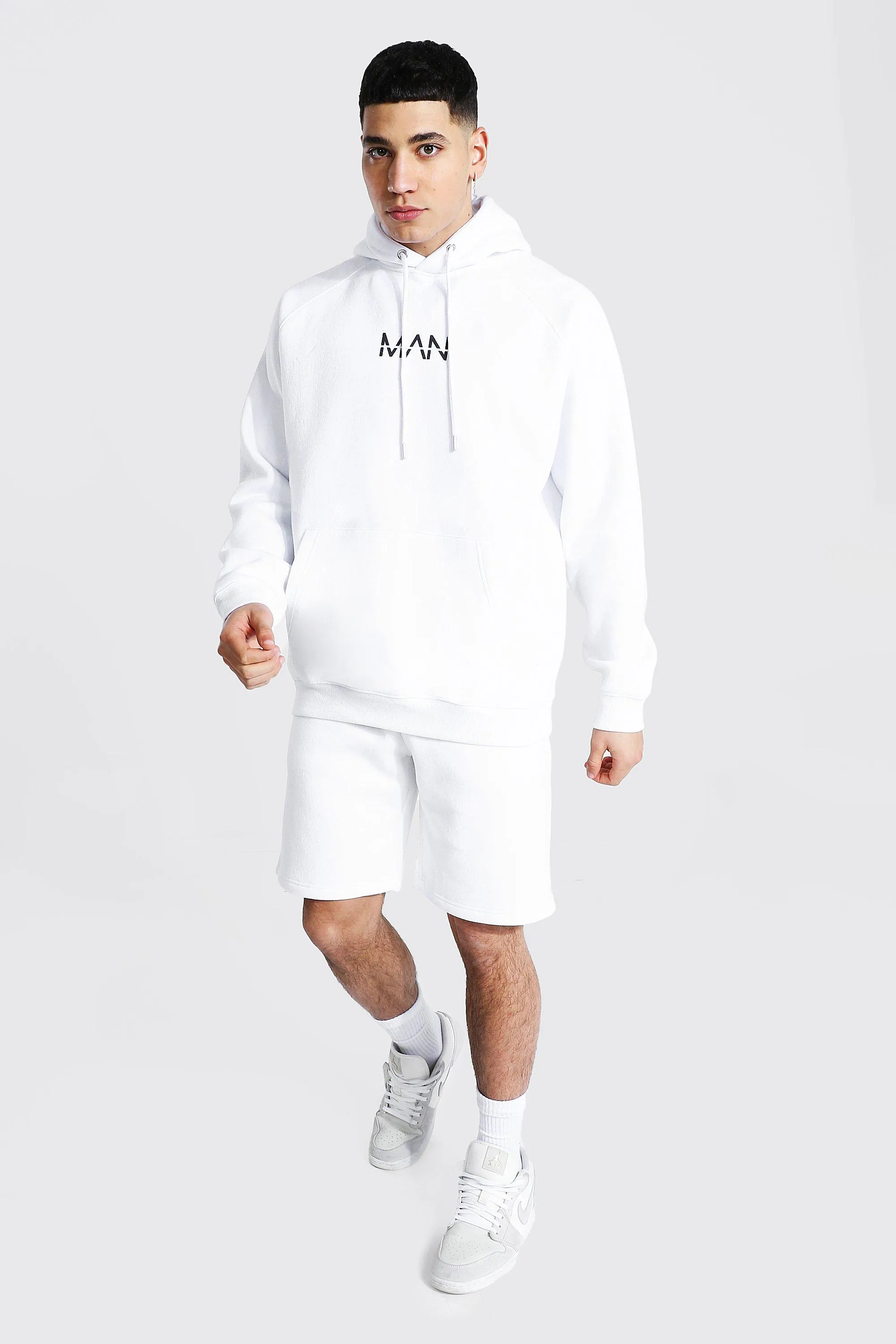 Original Man Raglan Hooded Short Tracksuit | boohooMAN UK