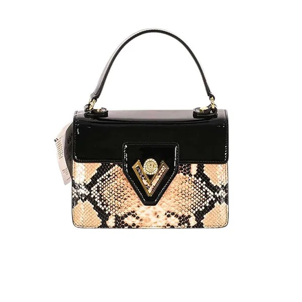 ORLANDI VALENTINO Handbag Black+ Brown Printed