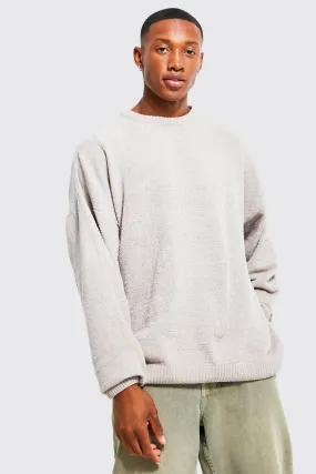 Oversized Chenille Crew Neck Jumper | boohooMAN UK