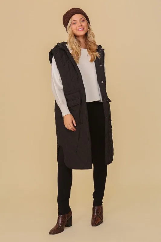 Oversized Quilted Midi Vest (3 Colors)