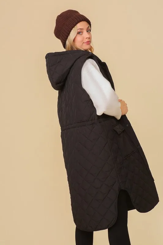 Oversized Quilted Midi Vest (3 Colors)