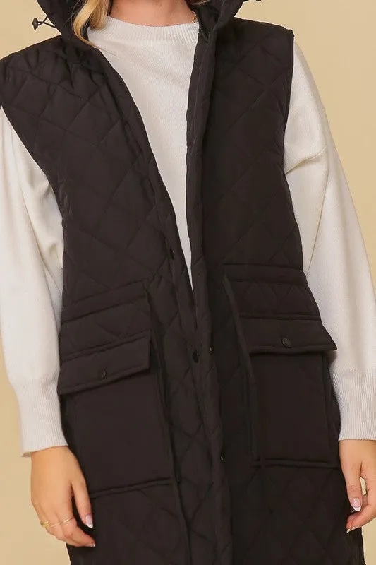 Oversized Quilted Midi Vest (3 Colors)