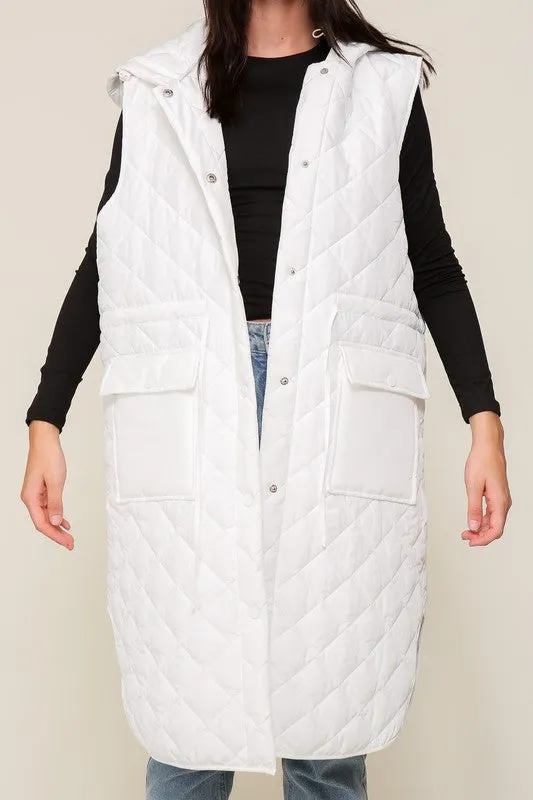 Oversized Quilted Midi Vest (3 Colors)