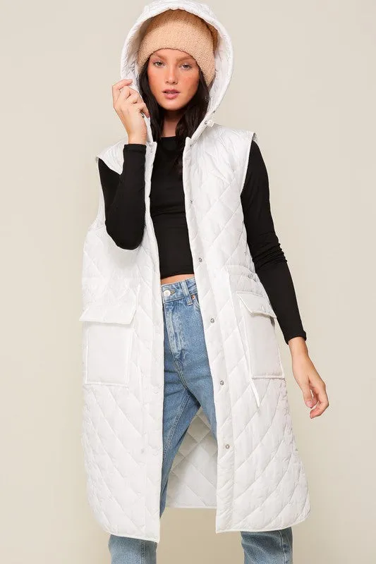 Oversized Quilted Midi Vest (3 Colors)