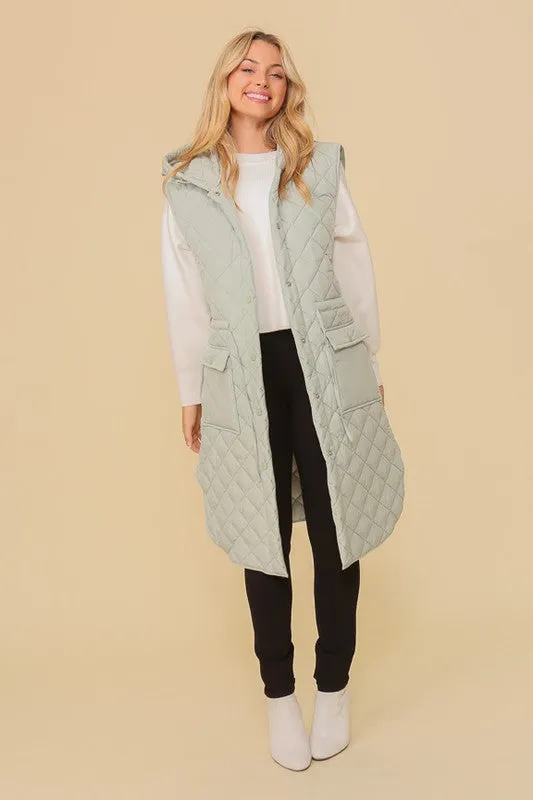 Oversized Quilted Midi Vest (3 Colors)