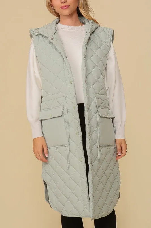 Oversized Quilted Midi Vest (3 Colors)